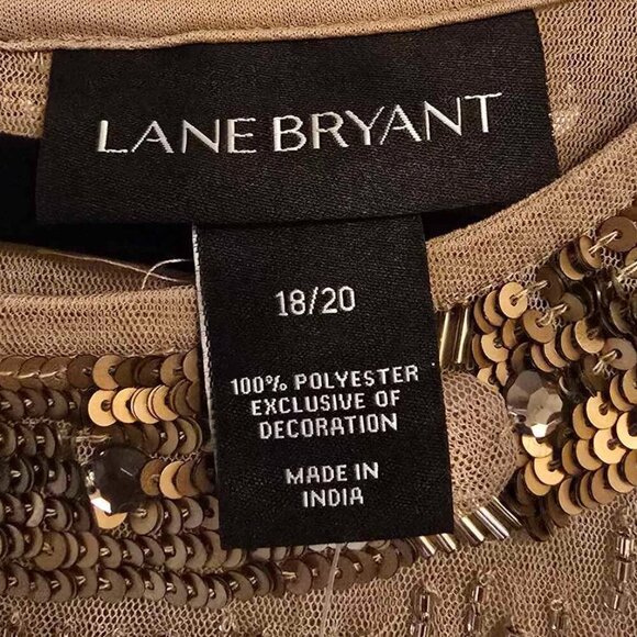 Lane Bryant Gold Beaded Sleeveless Chiffon Swing Dress - Picture 4 of 9